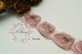 Pale pink chiffon rosette trim with Black edges (6.5 cm) - Pack of 6